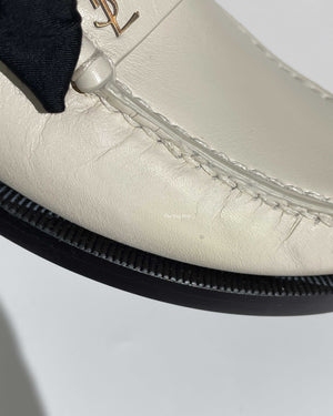 Saint laurent White Le Loafer Penny Slippers Size 37.5