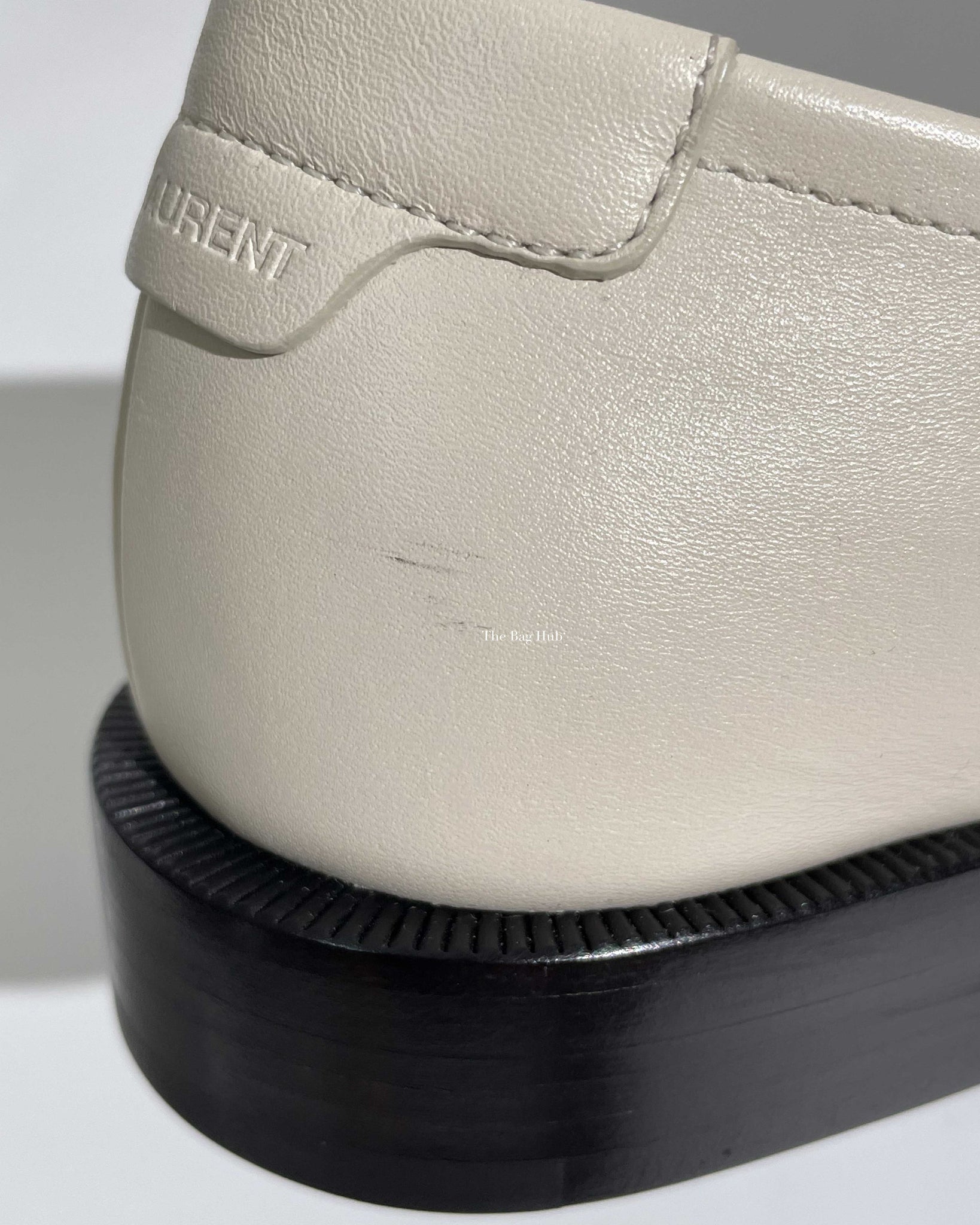 Saint laurent White Le Loafer Penny Slippers Size 37.5