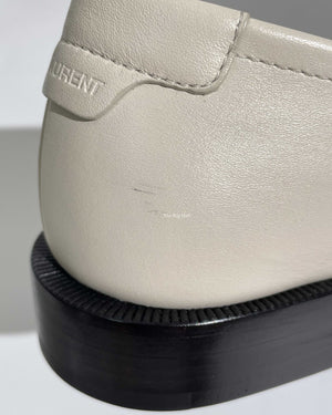 Saint laurent White Le Loafer Penny Slippers Size 37.5