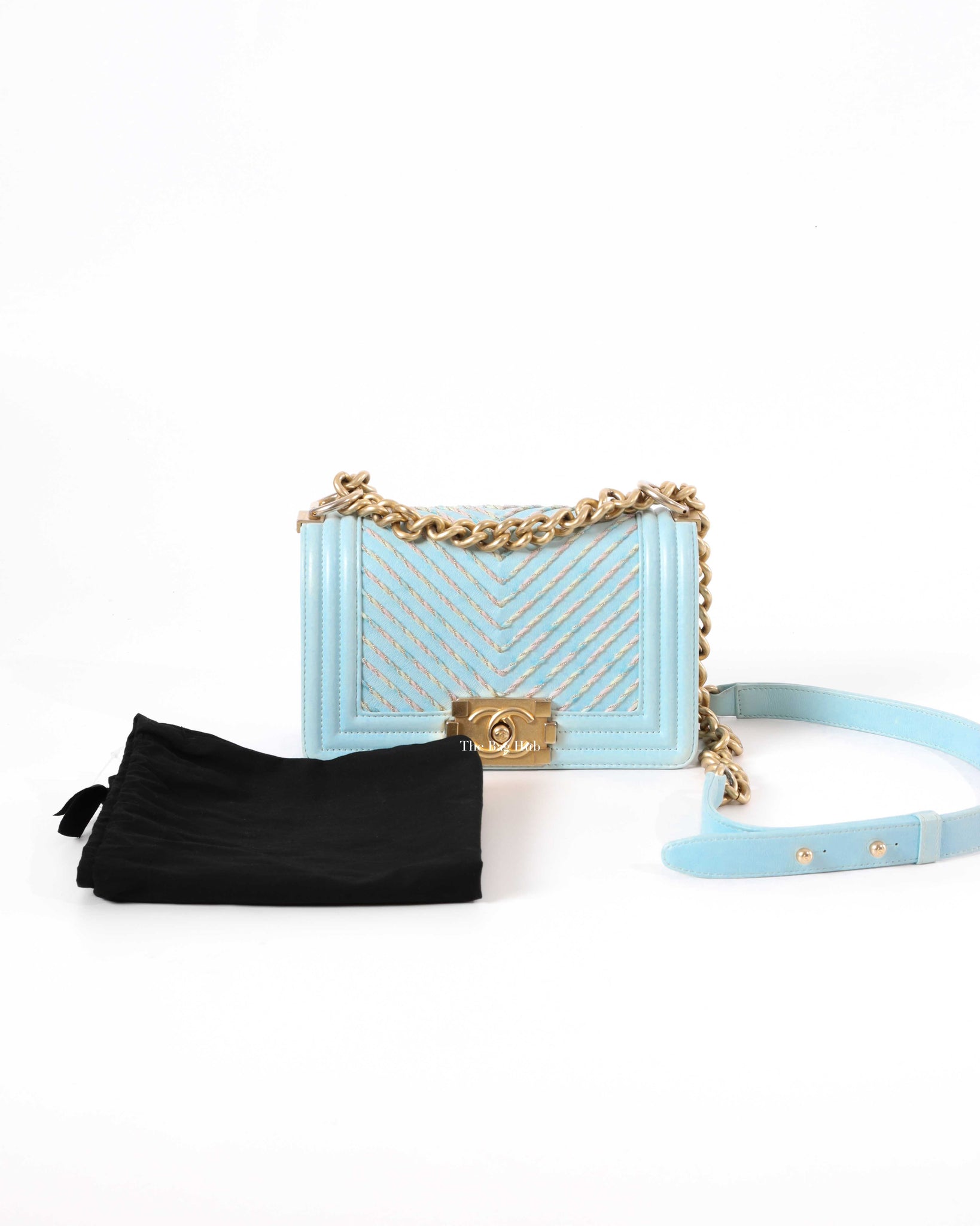 Chanel Light Blue Chevron Embroidered By The Sea Small Le Boy Bag