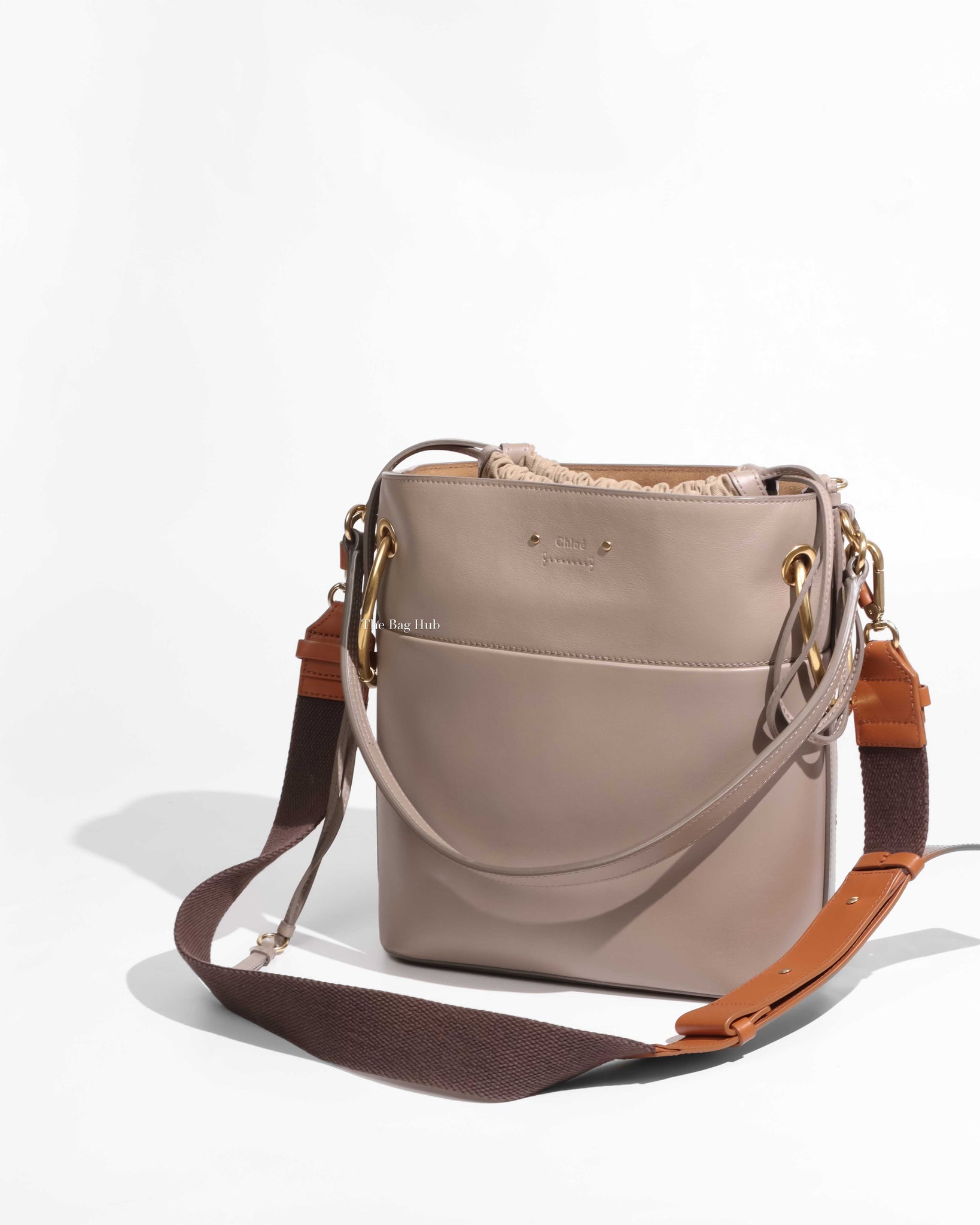 Chloe Motty Grey Smooth Calfskin Medium Roy Bucket Bag Designer