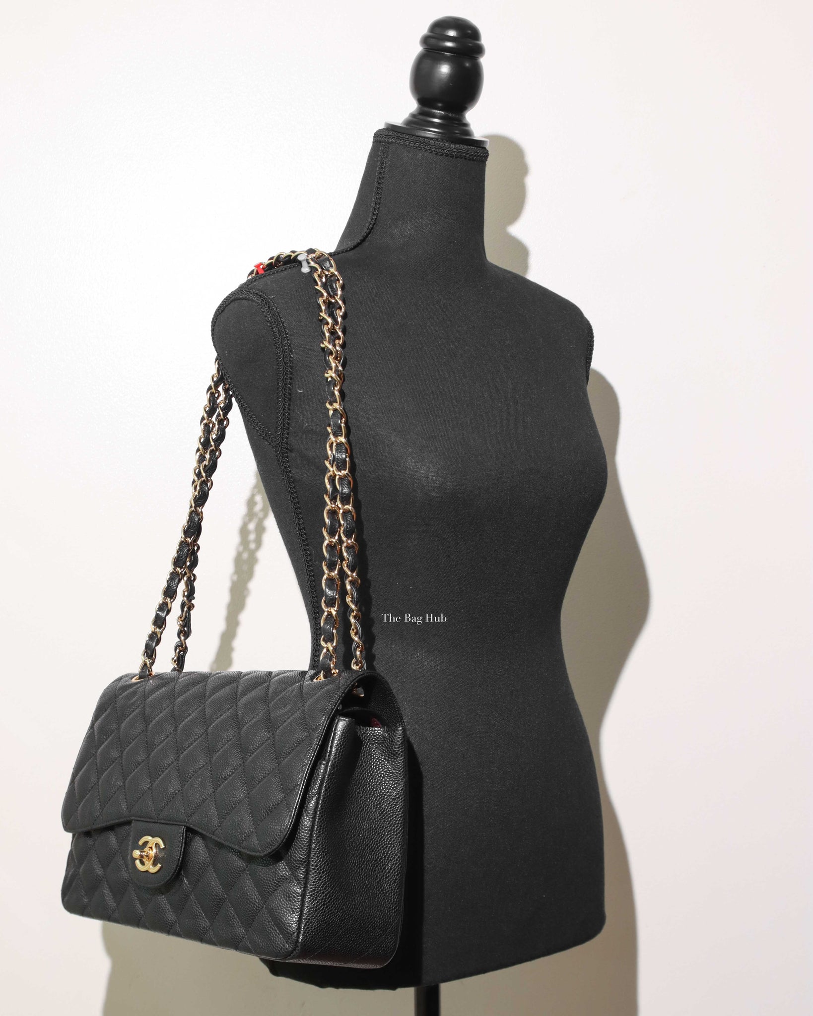 Chanel Black Caviar Jumbo Classic Double Flap Bag GHW - 12