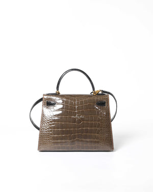 Hermes Vintage Tricolor Crocodile Kelly 28 GHW - 3