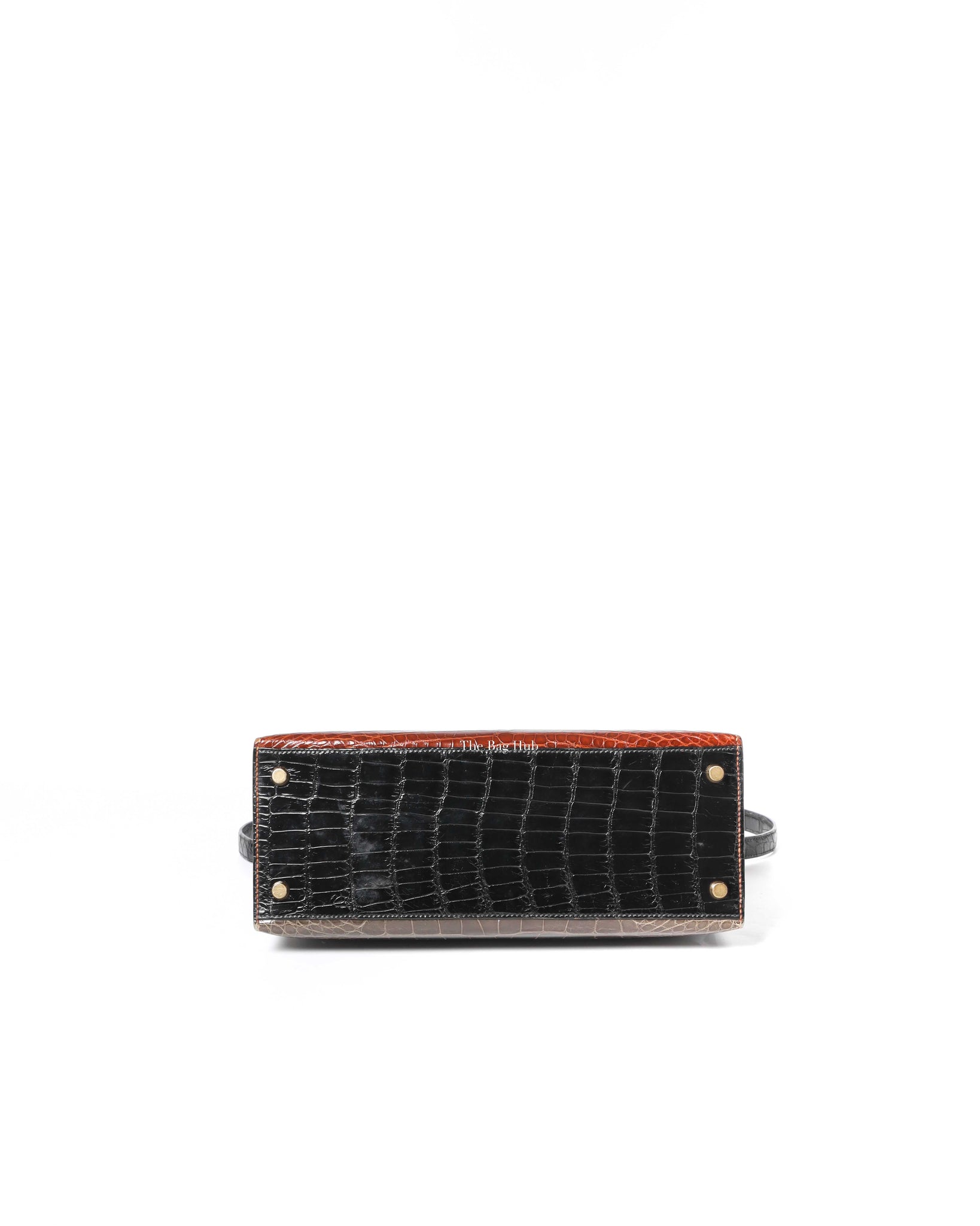 Hermes Vintage Tricolor Crocodile Kelly 28 GHW - 6