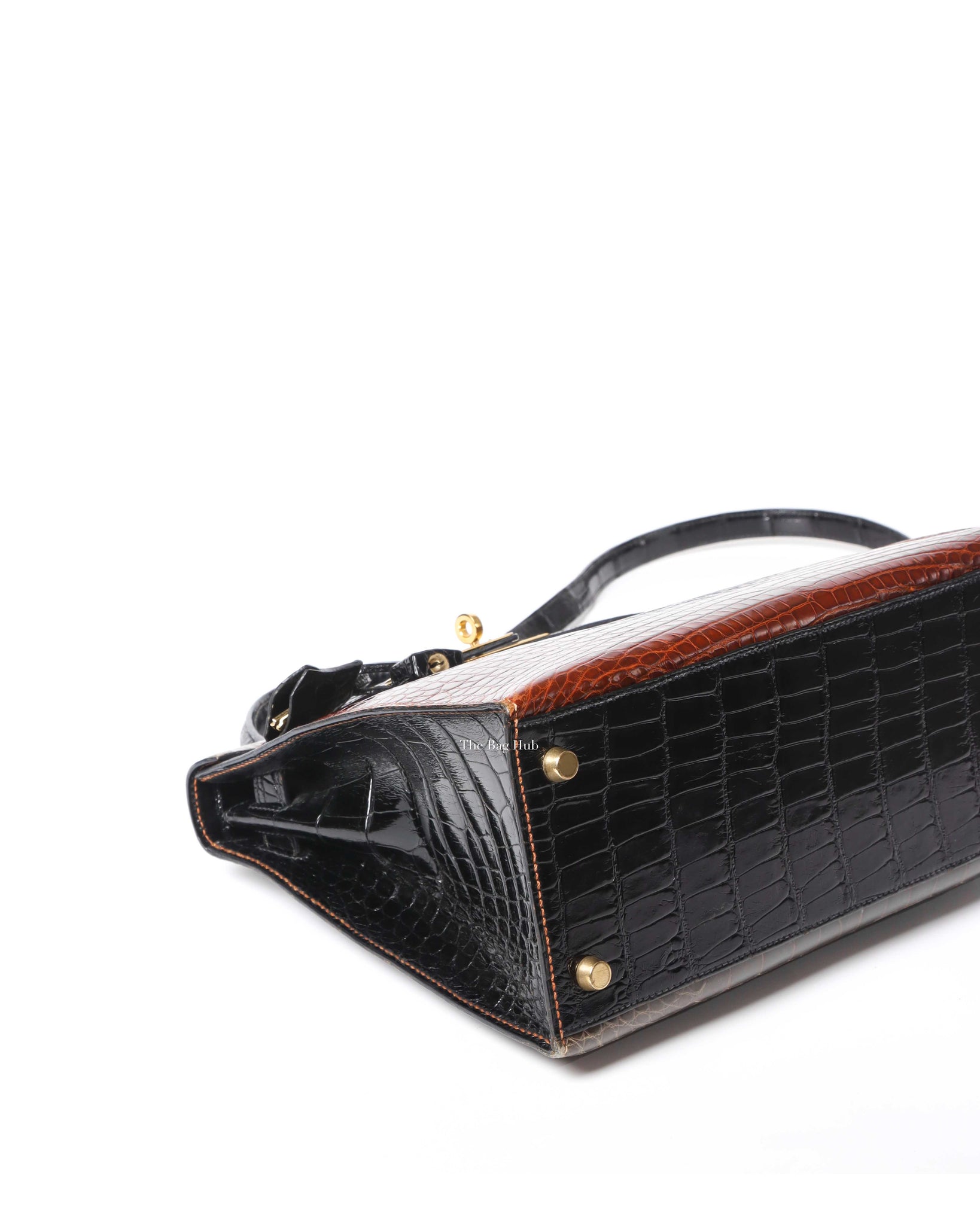 Hermes Vintage Tricolor Crocodile Kelly 28 GHW - 7
