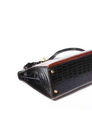 Hermes Vintage Tricolor Crocodile Kelly 28 GHW - 7