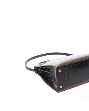Hermes Vintage Tricolor Crocodile Kelly 28 GHW - 9
