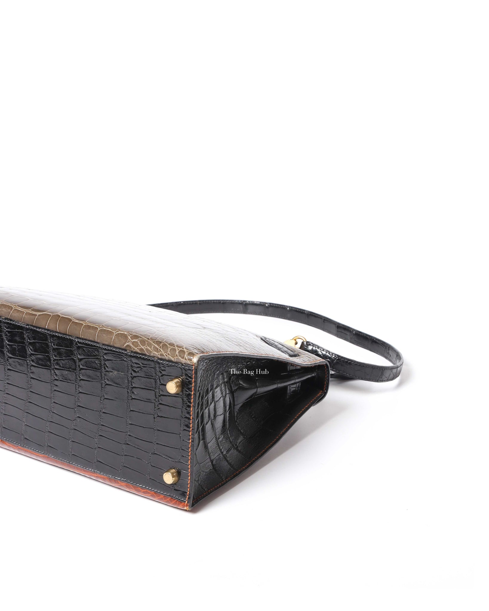 Hermes Vintage Tricolor Crocodile Kelly 28 GHW - 10