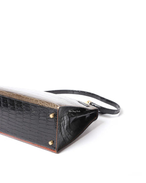 Hermes Vintage Tricolor Crocodile Kelly 28 GHW - 10