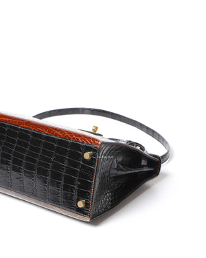 Hermes Vintage Tricolor Crocodile Kelly 28 GHW - 8