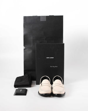 Saint laurent White Le Loafer Penny Slippers Size 37.5