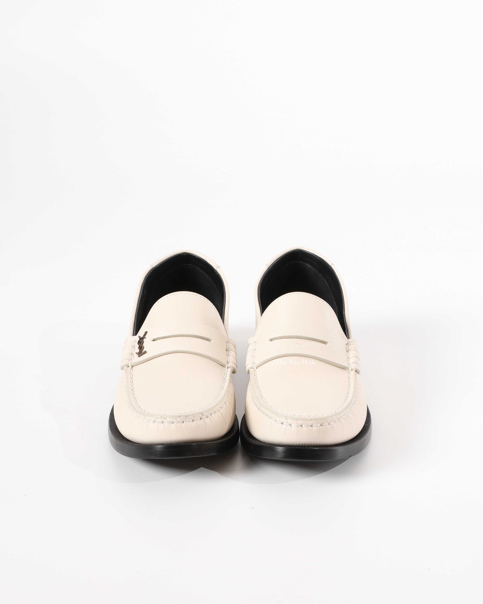 Saint laurent White Le Loafer Penny Slippers Size 37.5