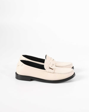 Saint laurent White Le Loafer Penny Slippers Size 37.5