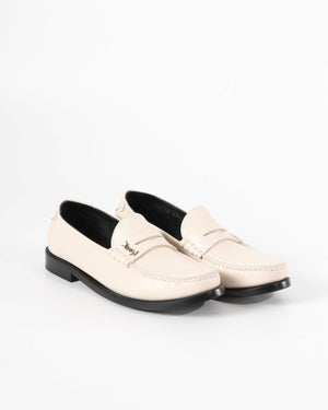 Saint laurent White Le Loafer Penny Slippers Size 37.5