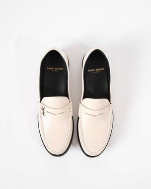 Saint laurent White Le Loafer Penny Slippers Size 37.5