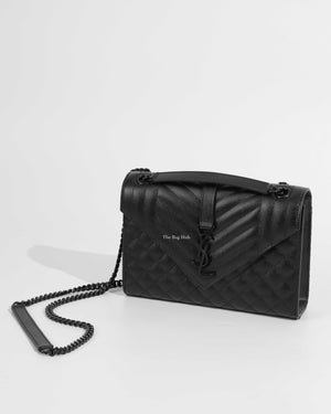 Saint Laurent Noir Medium Envelope Chain Bag