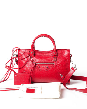 Balenciaga Red Leather Metallic Edge Small City Classic Bag - 13
