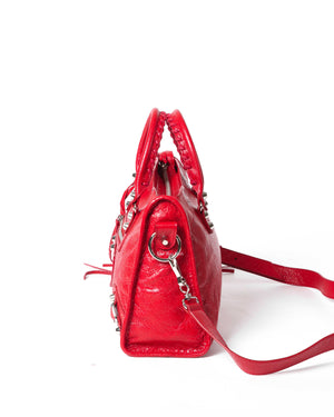 Balenciaga Red Leather Metallic Edge Small City Classic Bag - 5
