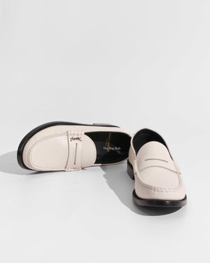 Saint laurent White Le Loafer Penny Slippers Size 37.5