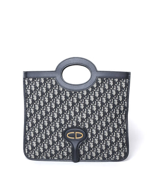 Dior Blue Oblique Jacquard Fold Over Clutch - 2