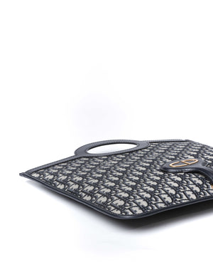 Dior Blue Oblique Jacquard Fold Over Clutch - 7