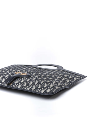 Dior Blue Oblique Jacquard Fold Over Clutch - 8