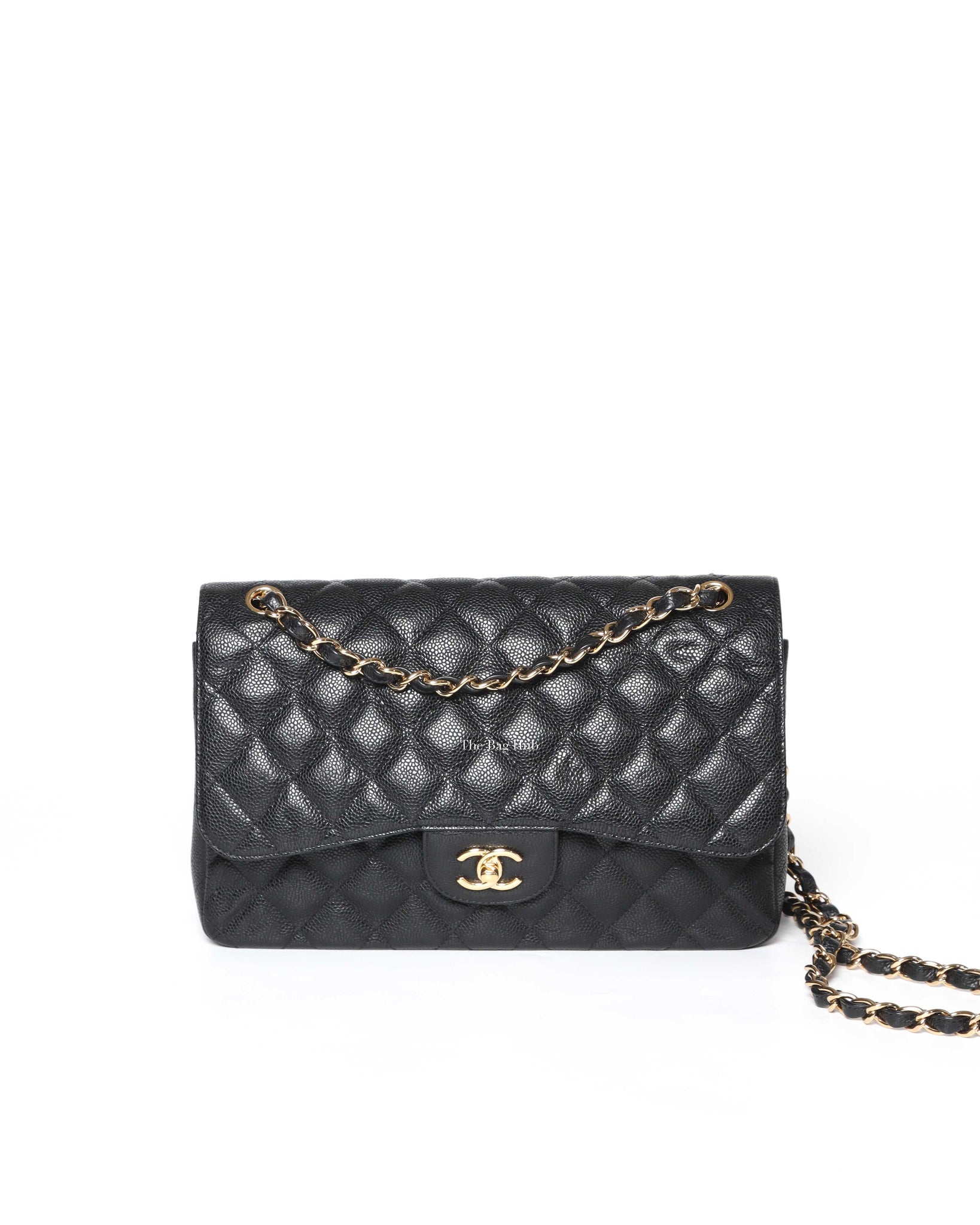 Chanel Black Caviar CC Classic Jumbo Double Flap Bags - Chanel