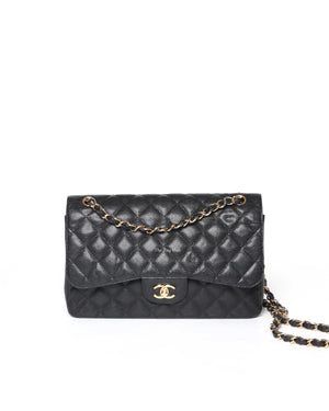 Chanel Black Caviar Jumbo Classic Double Flap Bag GHW - 2