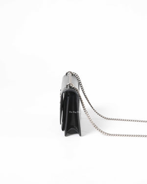 Saint Laurent Monogram Sunset Mini White Chain Black Leather Cross Bod -  MyDesignerly