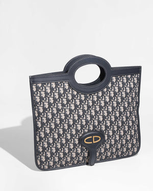 Dior Blue Oblique Jacquard Fold Over Clutch - 1