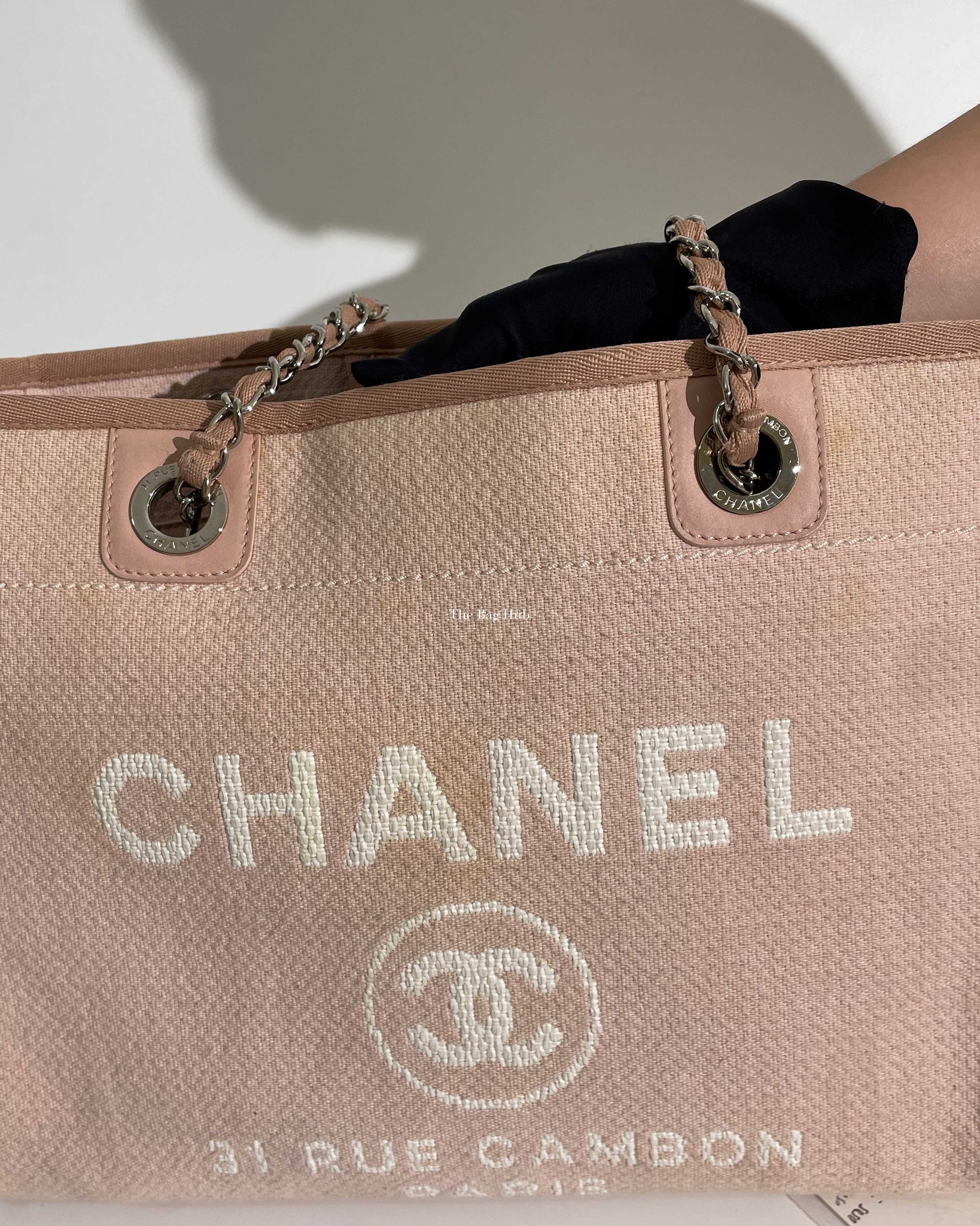 Chanel Pink Canvas Deauville Medium Tote Bag-16