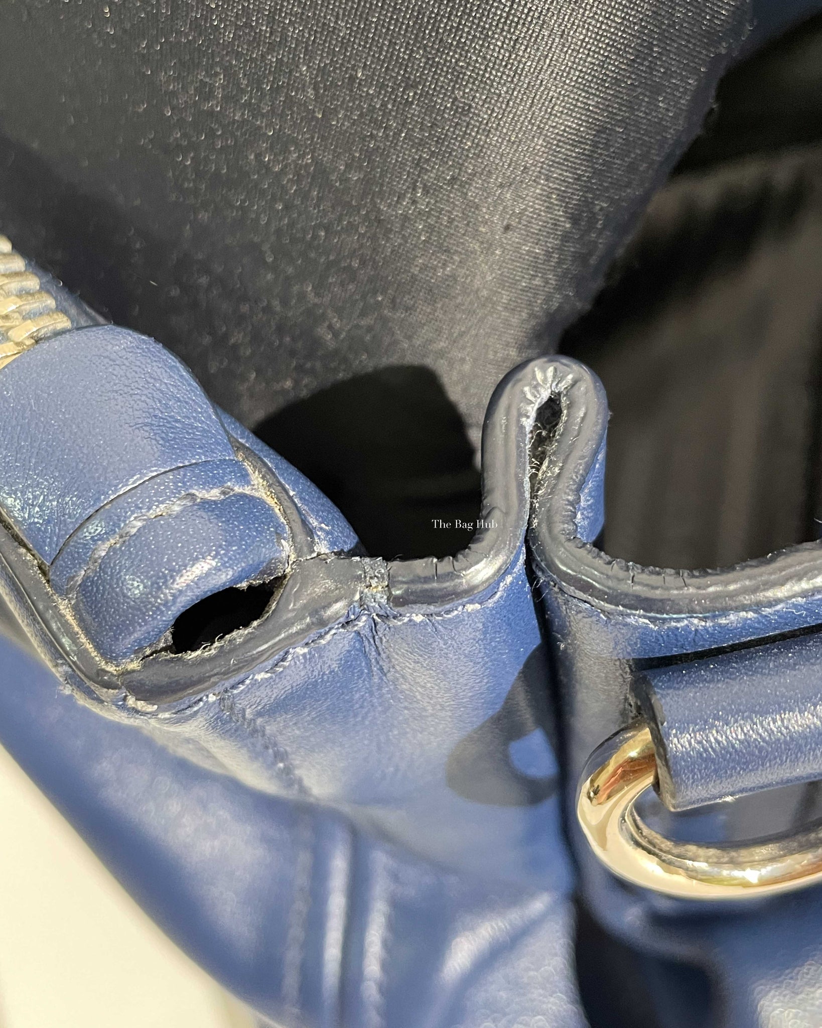 Prada Blue Soft Calf Double Zipped Tote Bag