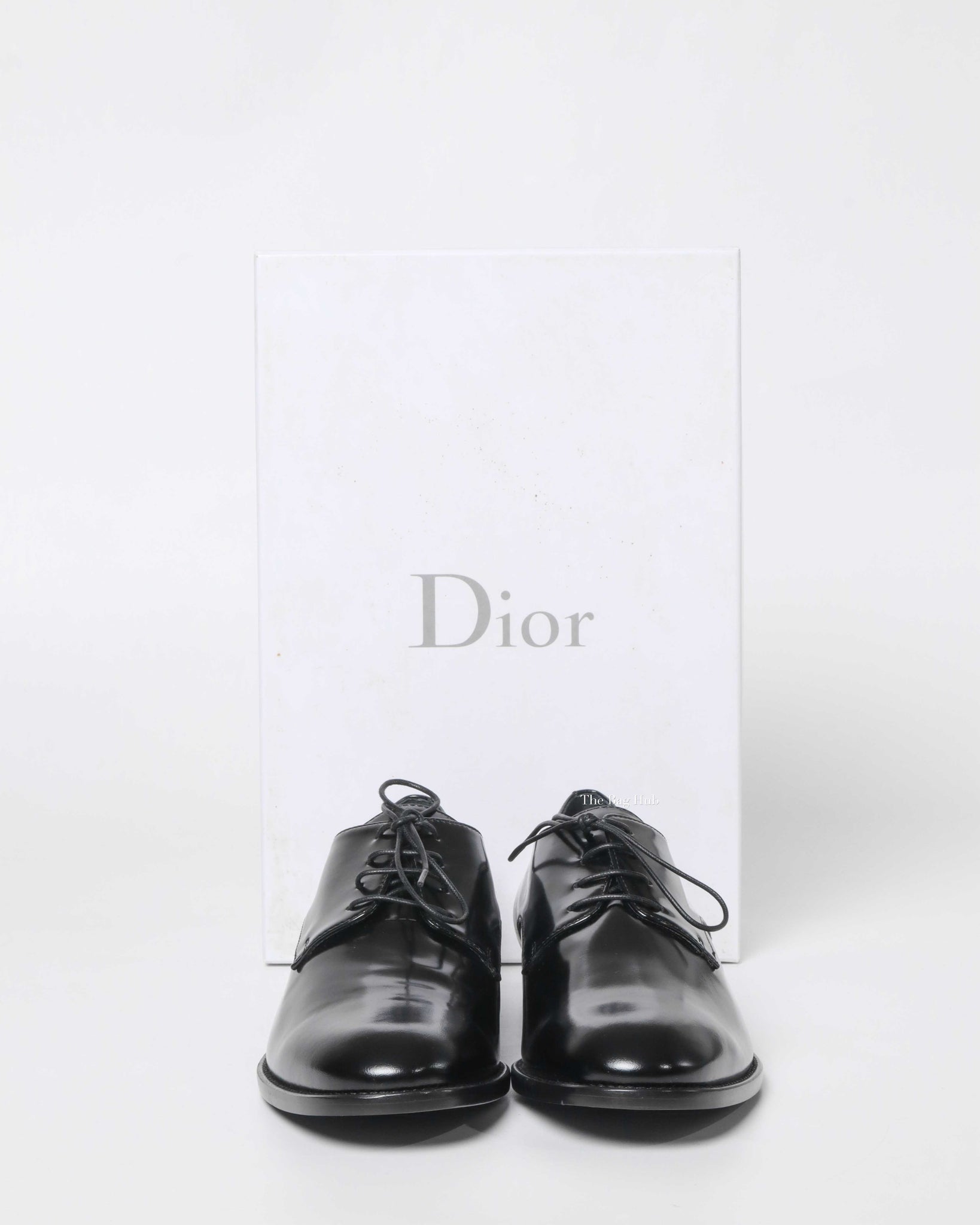 Dior Noir Shiny Calfskin Derby Lace Up Women's Shoes Size 39D - 9