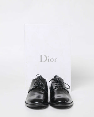 Dior Noir Shiny Calfskin Derby Lace Up Women's Shoes Size 39D - 9