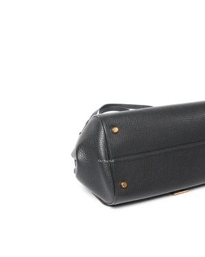 Bottega Veneta Black Grained Leather BV Angle Bag with Free Matching Wallet