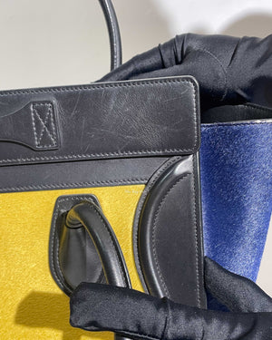 Celine Tri-Color Pony Hair And Leather Micro Luggage Tote Bag