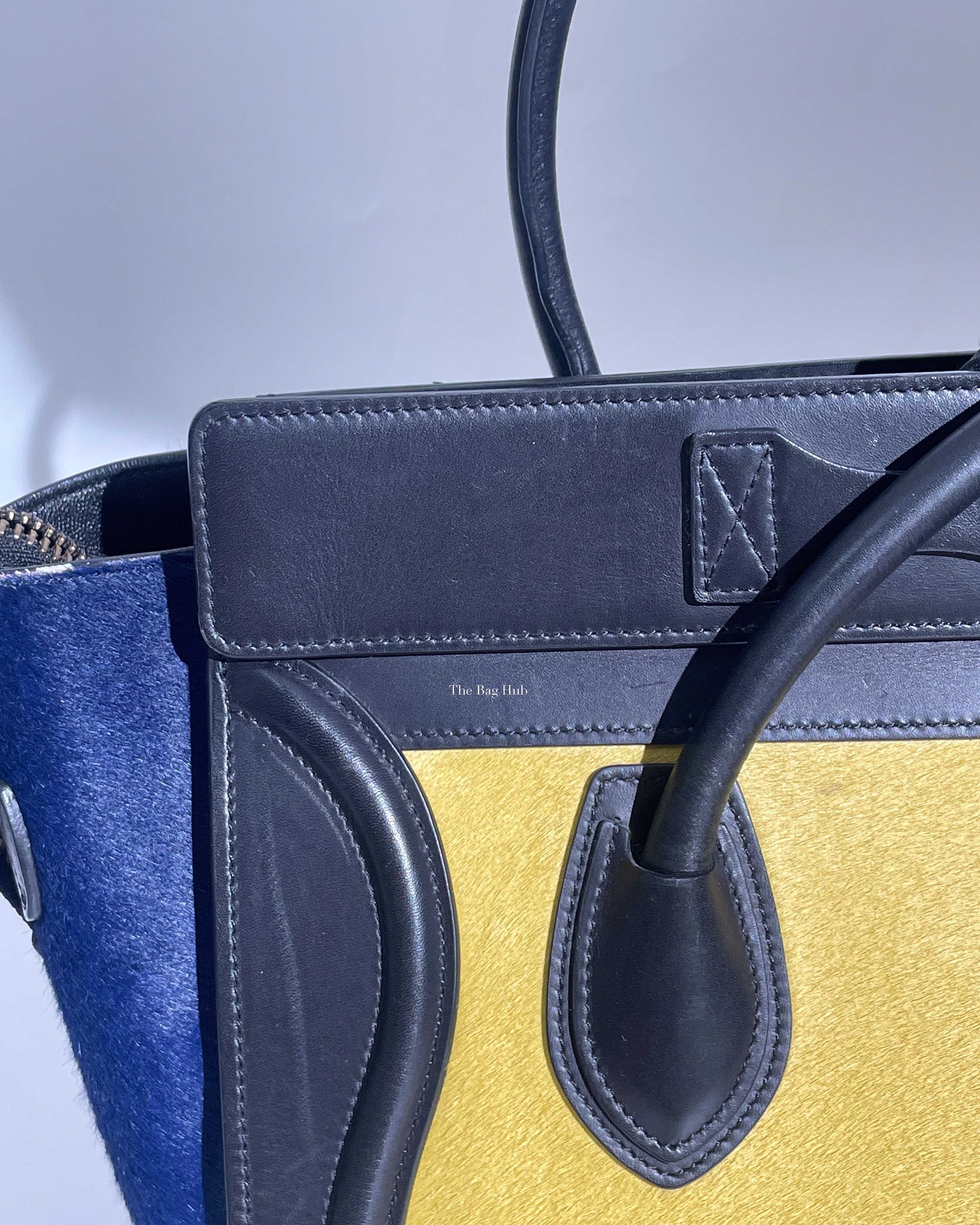 Celine Tri Color Pony Hair And Leather Micro Luggage Tote Bag Designer Brand Authentic Celine The Bag Hub