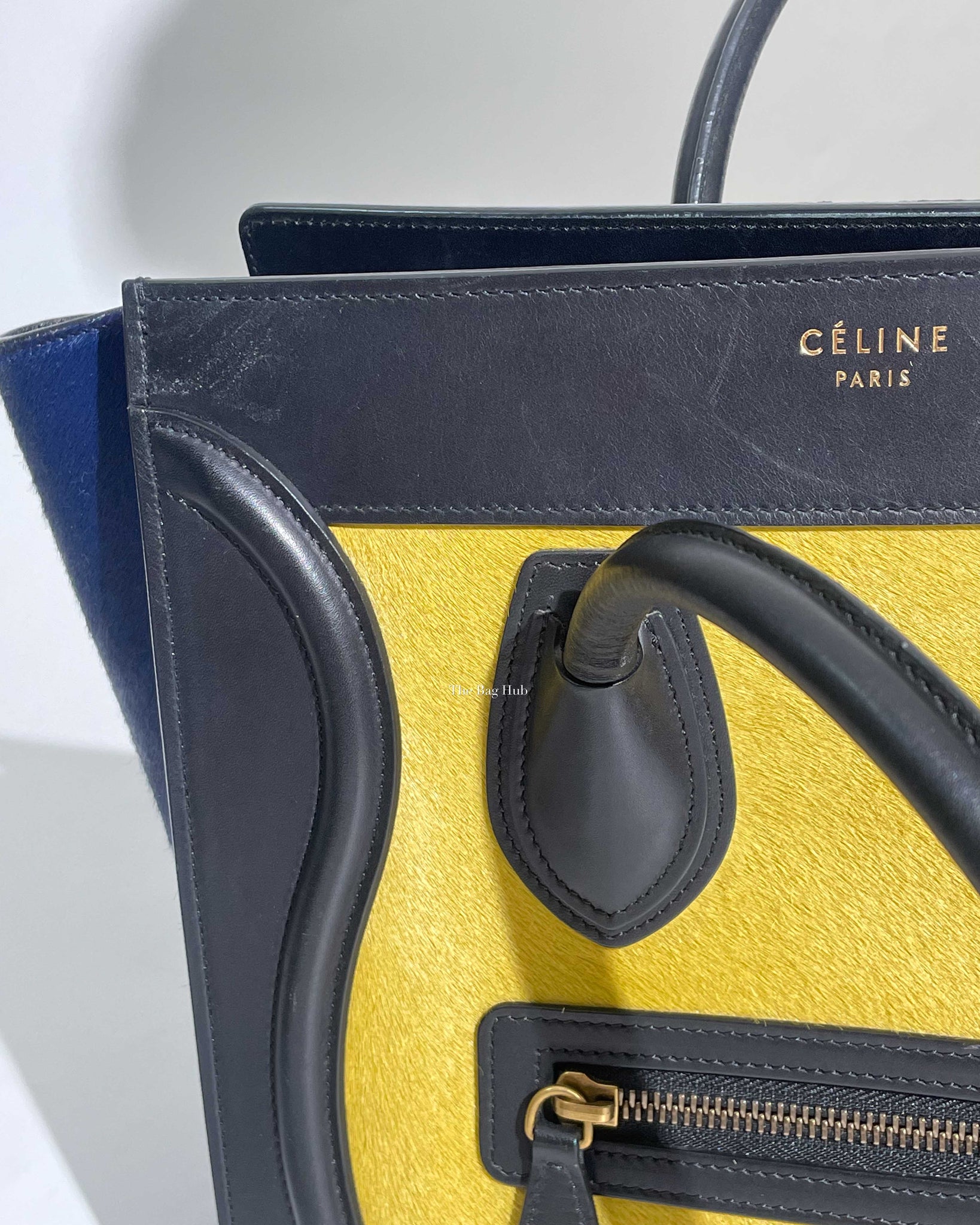 Celine Tri-Color Pony Hair And Leather Micro Luggage Tote Bag