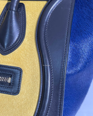 Celine Tri-Color Pony Hair And Leather Micro Luggage Tote Bag
