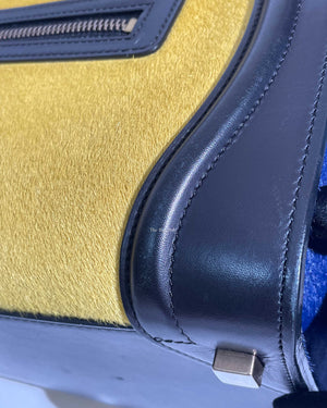 Celine Tri-Color Pony Hair And Leather Micro Luggage Tote Bag