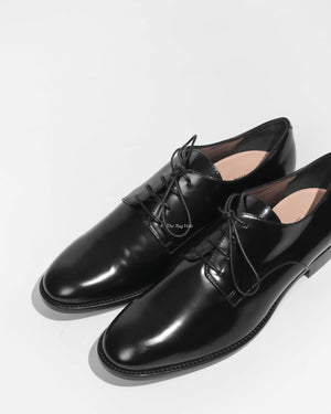 Dior Noir Shiny Calfskin Derby Lace Up Women's Shoes Size 39D - 1