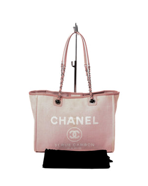 Chanel Pink Canvas Deauville Medium Tote Bag-13