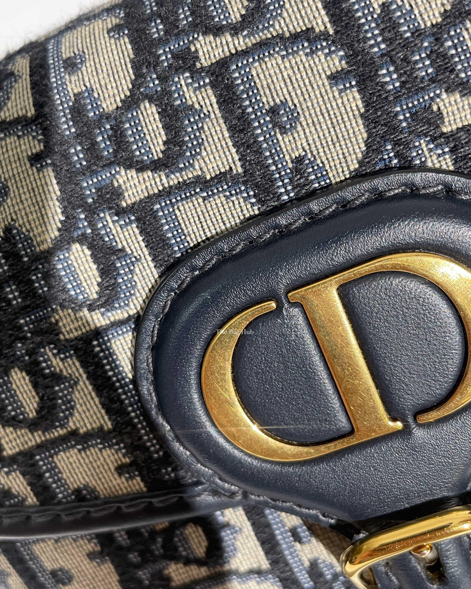 Christian Dior Navy Blue Oblique Jacquard Small Bobby Flap Bag