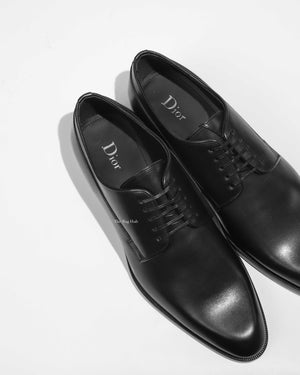 Dior Noir Leather Derby Lace Up Men's Shoes Size 41 - 1