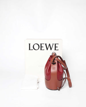 Loewe Red & Brown Leather Small Balloon Bag - 11