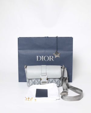 Christian Dior Gray CD Diamond Canvas Hit The Road With Strap Men's Bag - 13