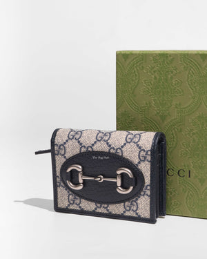 Gucci Blue Horsebit 1955 Card Case Wallet-1