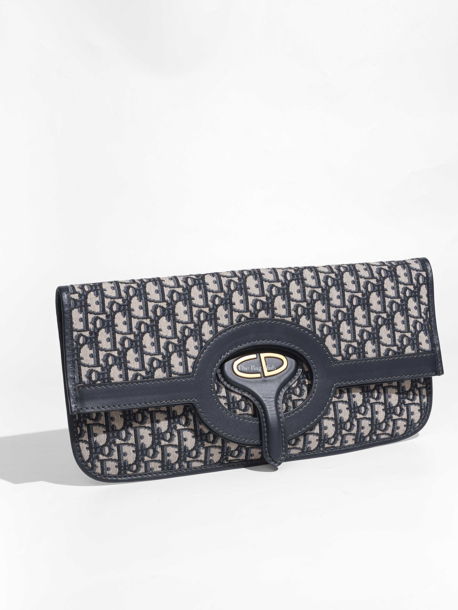 Dior Blue Oblique Jacquard Fold Over Clutch