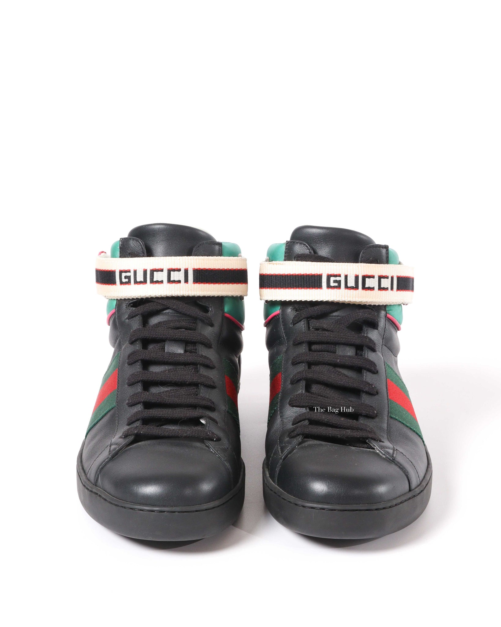 Gucci Black/Ace Web High Top Sneakers Size 10