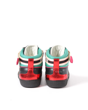 Gucci Black/Ace Web High Top Sneakers Size 10